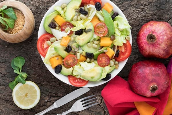 Fruits and vegetables high fibre salad