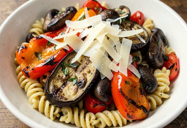 Veggie power pasta with colourful vegetables